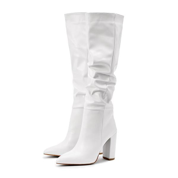 Women's Fashion Pointed Toe Chunky Heel Over the Knee Boots 92345338C