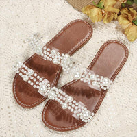 Women's Fashion Flat Casual Pearl Slippers 83757621S