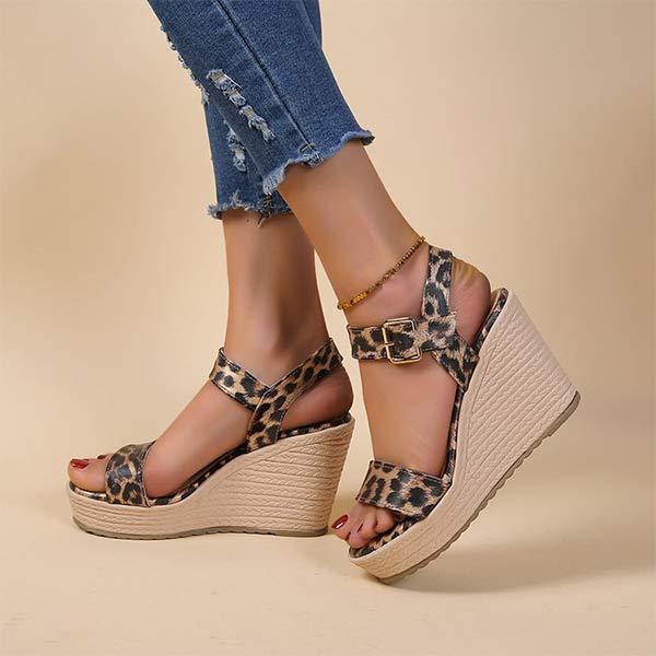 Women's Espadrille Wedge Sandals with Snake Print 63141651C