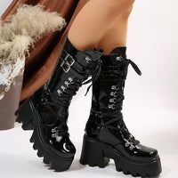 Women's Fashion Rivet Platform Mid-Calf Boots 47015791S
