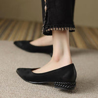 Women's Retro Wheat Sole Pointed Toe Flat Shoes 24730160S