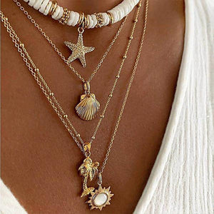 Vintage Starfish Shell Beaded Stackable Necklace 38732451C