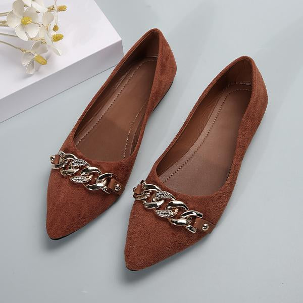 Women's Fashionable Chain Decorated Pointed Toe Flats 71428578S
