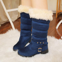 Women's Casual Belt Buckle Mid-calf Snow Boots Cotton Boots 34323139S