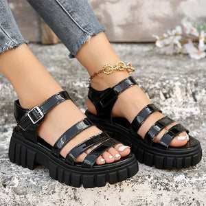 Women's Thick-Sole One-Strap Buckle Open-Toe Sandals 23381129C