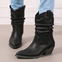Women's Chunky Heel Vintage Mid-Calf Boots 33247220C