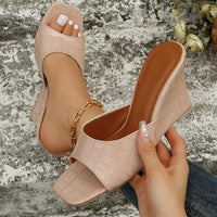 Women's Fashion Square Toe High Heel Slippers 97565443C