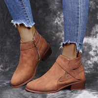 Women's Casual Buckled Chunk Heel Ankle Boots 21643427S