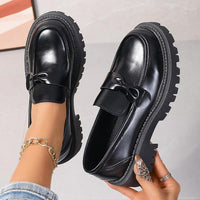 Women’s Casual Black Platform Loafers 54412616S