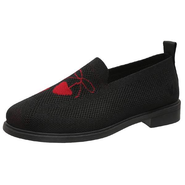 Women's Flat Slip-On Casual Love Fly Woven Breathable Loafers 46054892C