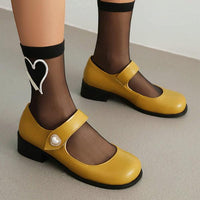 Women's Vintage Round Toe Chunky Heel Mary Jane Shoes 99303139C