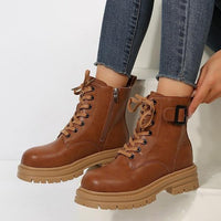Women's Casual Lace-Up Buckle Thick Sole Martin Boots 81260057S