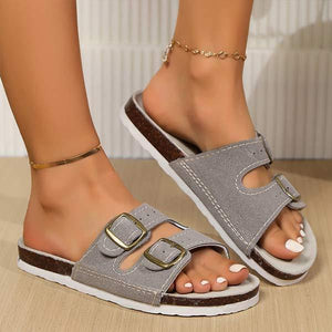 Women's Round-Toe Flat Sandals with Buckle Detail 71363729C