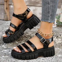 Women's Thick-Sole One-Strap Buckle Open-Toe Sandals 23381129C