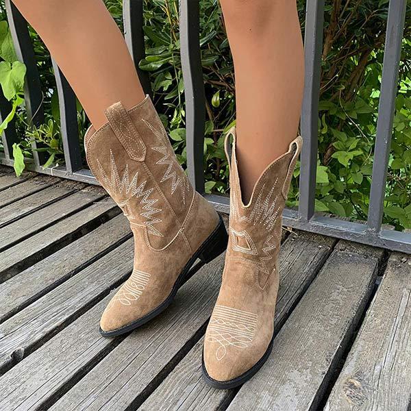 Women'S Retro Embroidered Western Rider Boots 62824338C