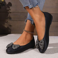Women's Shallow Mouth Fashion Butterfly Knot Round Toe Single Shoes 74344478C