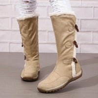 Women's Retro Button Flat Plush Snow Boots 71049731S