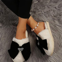 Women's Bow Knot Closed-Toe Furry Slippers 46089115C