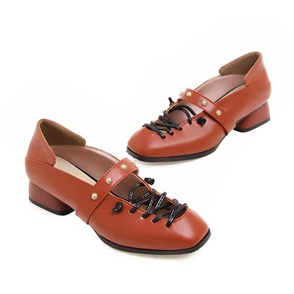 Women's Vintage Stud Cross Lace Up Shoes 36056122S
