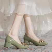 Women's Vintage Tassel Square Toe Chunky Heels 91353654S