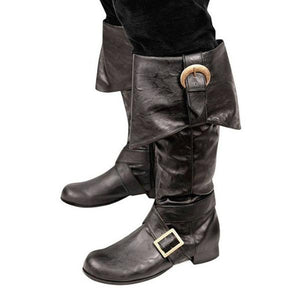 Women's Retro Belt Buckle Side Zipper Flat Rider Boots 52255869S