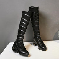Women's Fashion Strap Rivet Chunky Heel Boots 93054392S