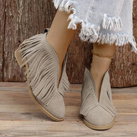 Women's Casual Tassel Block Heel Ankle Boots 17883851S