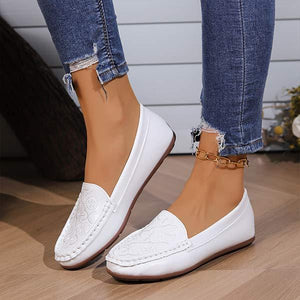 Women's Round Toe Low Heel Casual Flat Shoes 35613412C