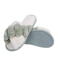 Women's Cross Strap Flat Warm Cotton Slippers 93289370C