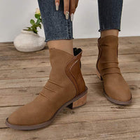 Women's Casual Pointed-Toe Chunky Heel Martin Boots 81167724C