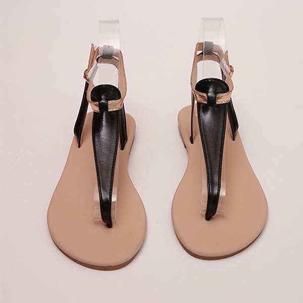 Women's Roman Style Herringbone Buckle Flat Sandals 18914646C