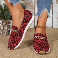 Women's Non-Slip Soft Sole Leopard Print Loafers 48031522C