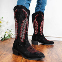 Women's Retro Embroidered Chunky Heel Knee Boots 41108428S