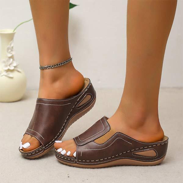 Women'S Comfortable Open Toe Wedge Slippers 61482623C