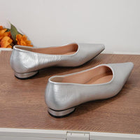 Women's Casual Silver Shallow Pointed Toe Flat Shoes 40034818S