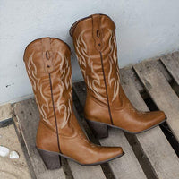 Women's Casual Western Cowboy-Inspired Knee-High Boots 47023399C