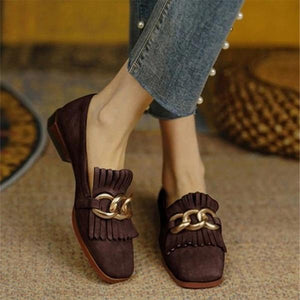 Women's Retro Tassel Chain Casual Beanie Shoes 82971901S