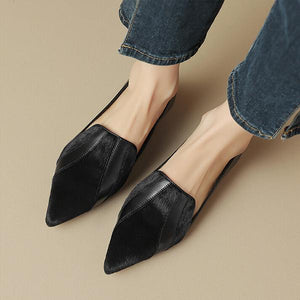 Women's Retro Pointed Toe Deep Mouth Flat Low Heels 91800058S