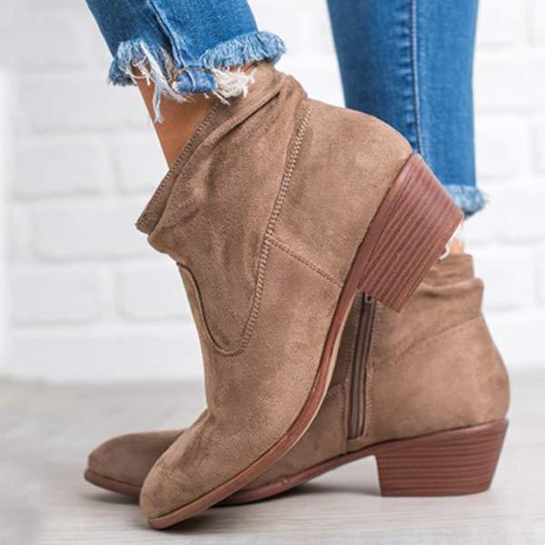 Women's Comfortable Mid Heel Square Toe Ankle Boots 11464212C