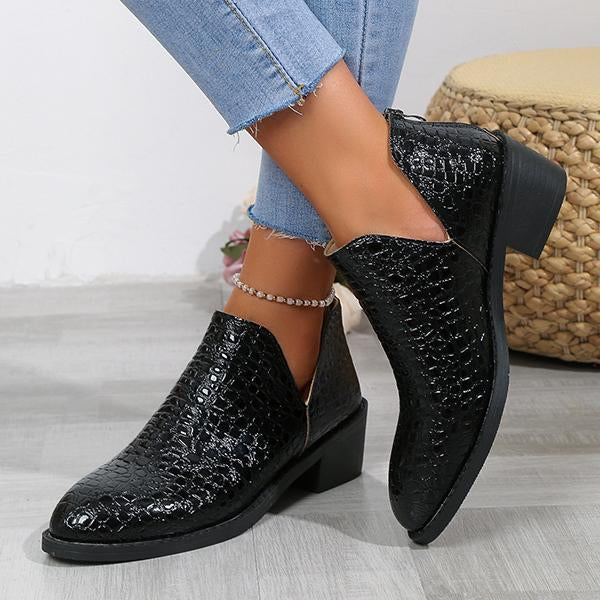Women's Fashion Stone Pattern Chunky Heel Ankle Boots 62663735S