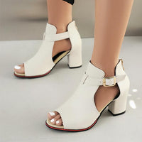 Women's Fish Mouth Buckle Chunky Heel Sandals 54909077C