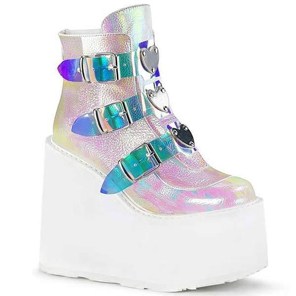 Women's Ankle Boots Colorful Super High Heel Wedge Gothic Boots 22591651C