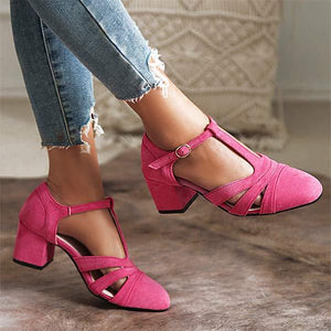 Women's Stylish High-Heel T-Strap Cutout Sandals 02415708C