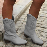 Women's Mid Calf Boots Mid Heel Solid Color Knight Boots 68413004C