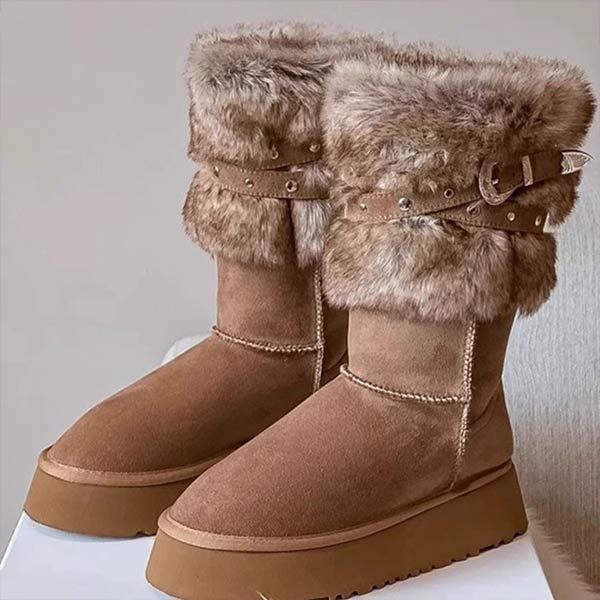 Women's Fleece-Lined Thick Mid-Calf Snow Boots 30117782C