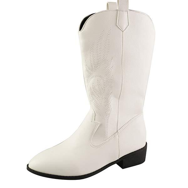 Women's Vintage Pointed-Toe Chunky Heel Mid-Calf Riding Boots 35146664C