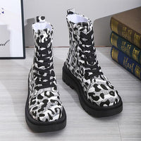 Women's Fashionable Leopard Print Square Heel Martin Boots 15962589S