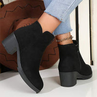 Women's Suede Vintage Side-Zip Short Boots 66216610C