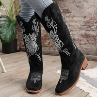Women's Chunky Heel Embroidered Knee-High Boots 38554250C
