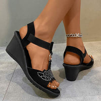 Women's Rhinestone Peep Toe Wedge Sandals 24840358C
